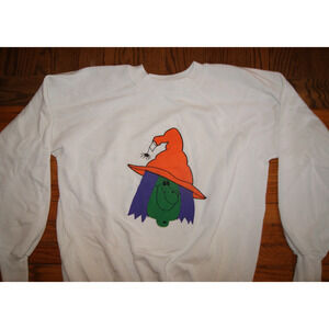 VTG Halloween Witch Face Cartoon XL Crewneck Sweatshirt USA